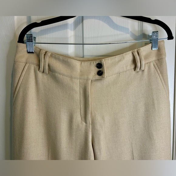 🤩”Talbots” Stylish Wool Blend Tan Wide-Leg Cuffed Pants w/ Pockets Size 10 💛 - Picture 3 of 15